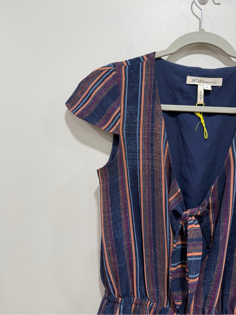BCBGeneration Striped Ruffle Hem Romper Boho Festival Style XS - Picture 4 of 9